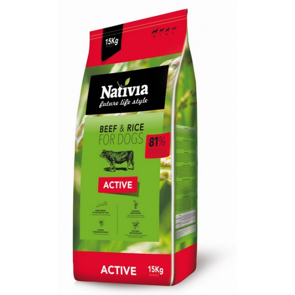 Nativia Active - Beef&Rice 15 kg