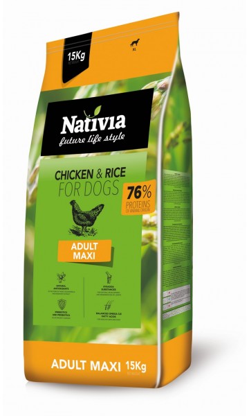Nativia Adult maxi - Chicken&Rice 15 kg