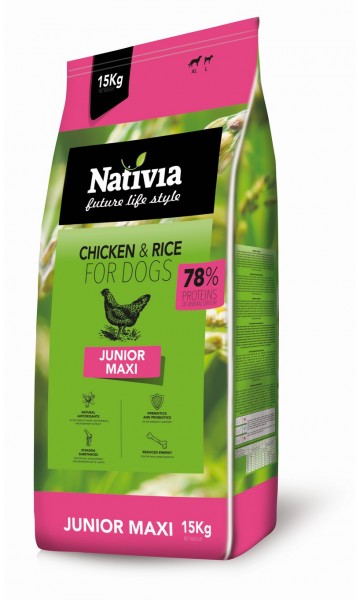 Nativia Junior maxi - Chicken&Rice 15 kg